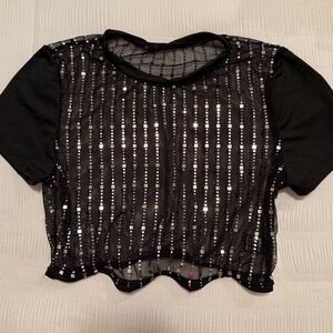 SHEIN Black Sequin Crop Top